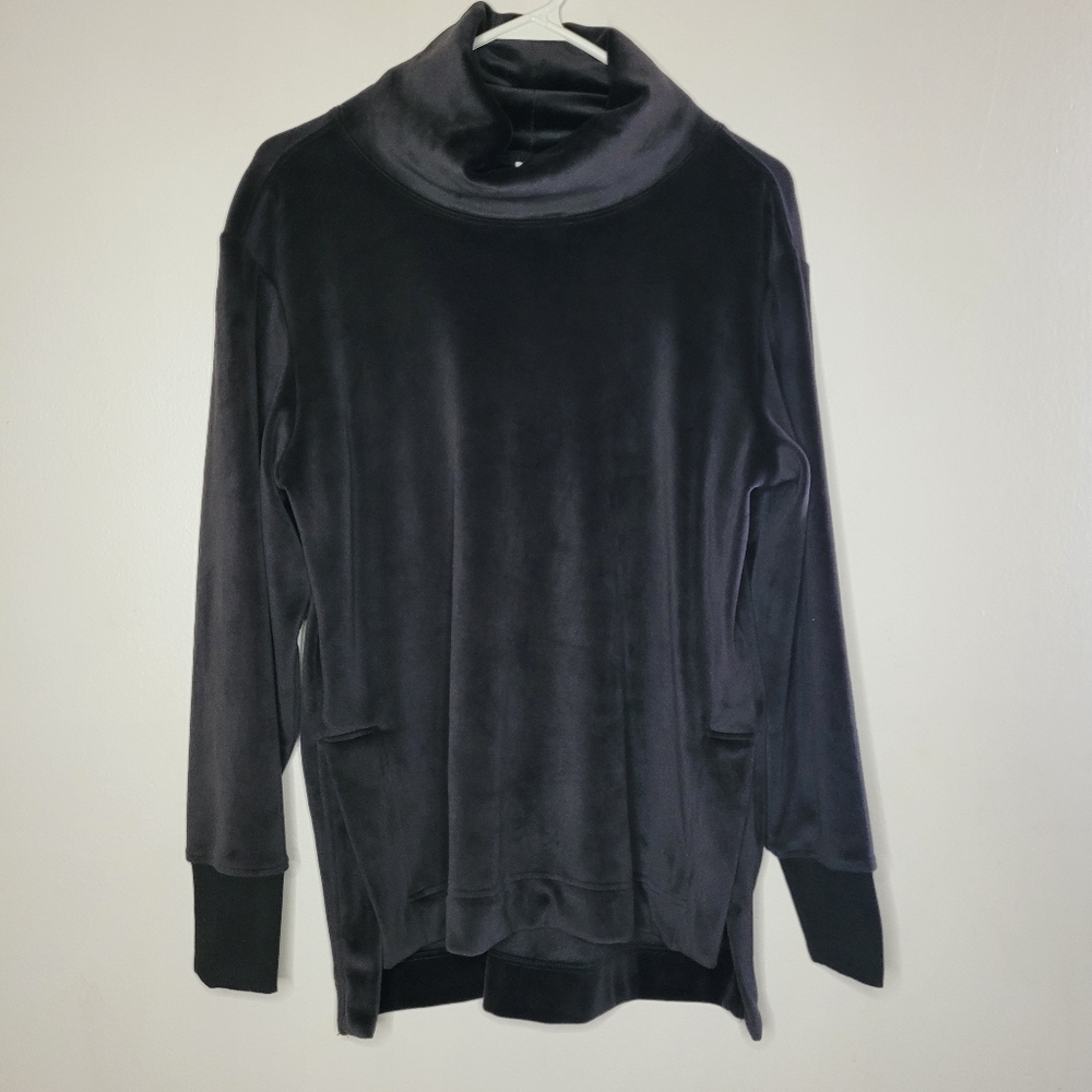 Athletic Tunic Top Womens Medium Black Cowl Neck Athleisure Casual Soft Cozy